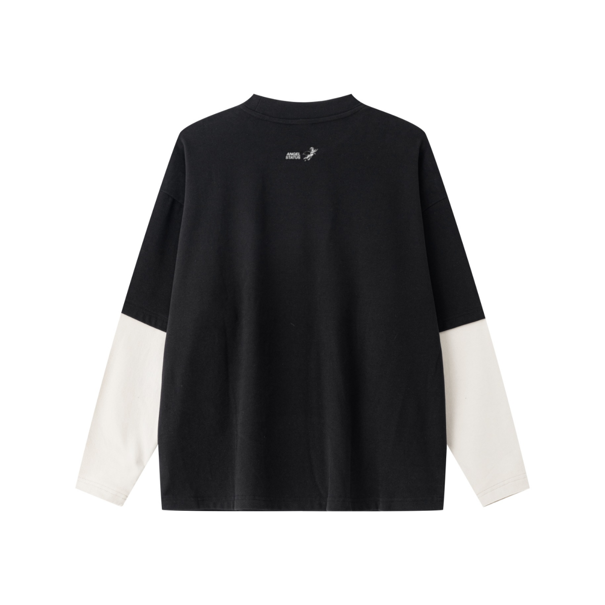 320GSM Unisex Faux Layered Solid Color Base Layer Long-Sleeve Black/Grey Apricot