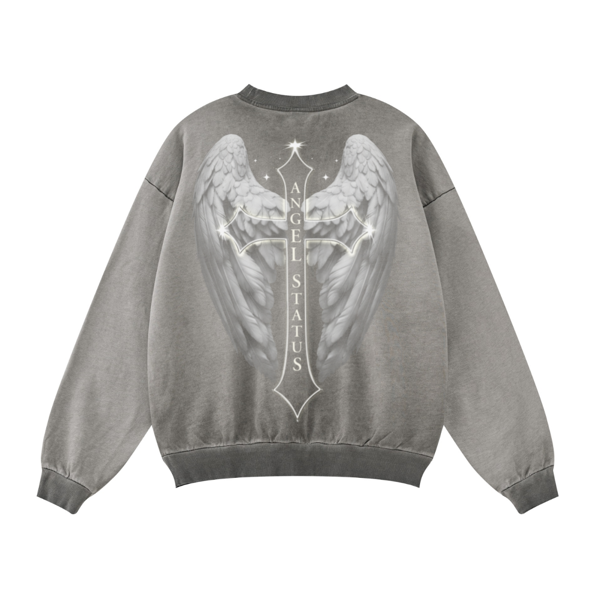380GSM Unisex Fall&Winter Inside-Out Fried-Color Crew Neck Sweatshirt Dark Grey
