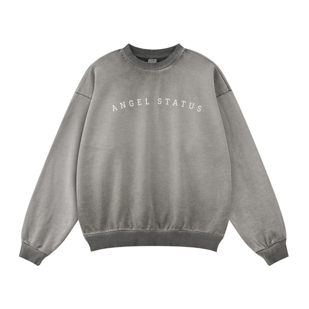 380GSM Unisex Fall&Winter Inside-Out Fried-Color Crew Neck Sweatshirt Dark Grey