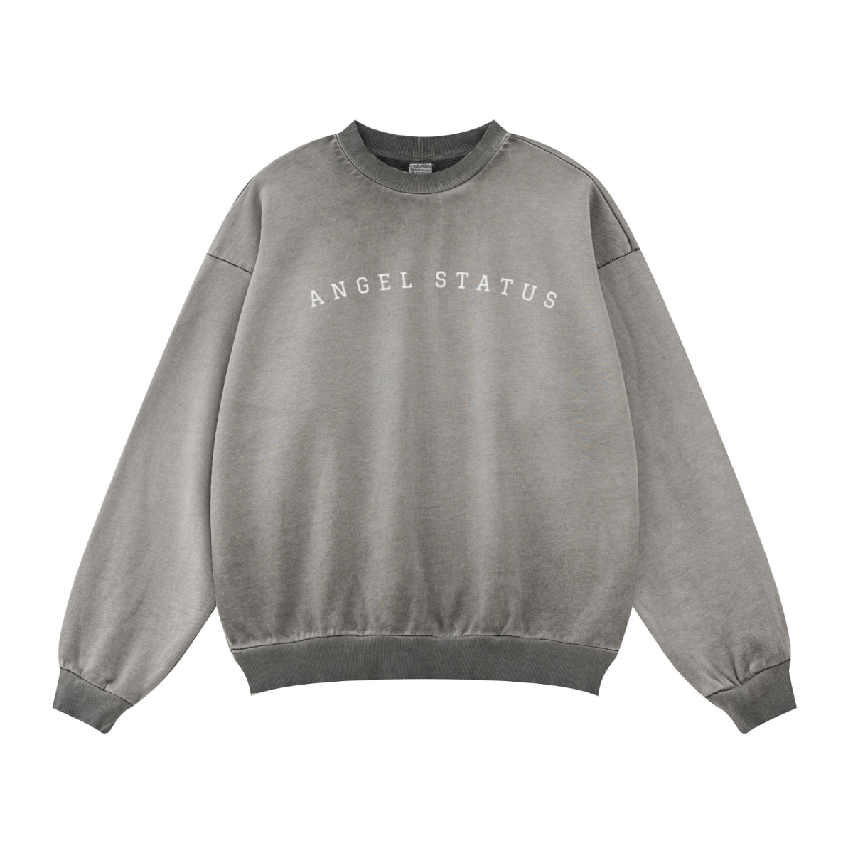 380GSM Unisex Fall&Winter Inside-Out Fried-Color Crew Neck Sweatshirt Dark Grey