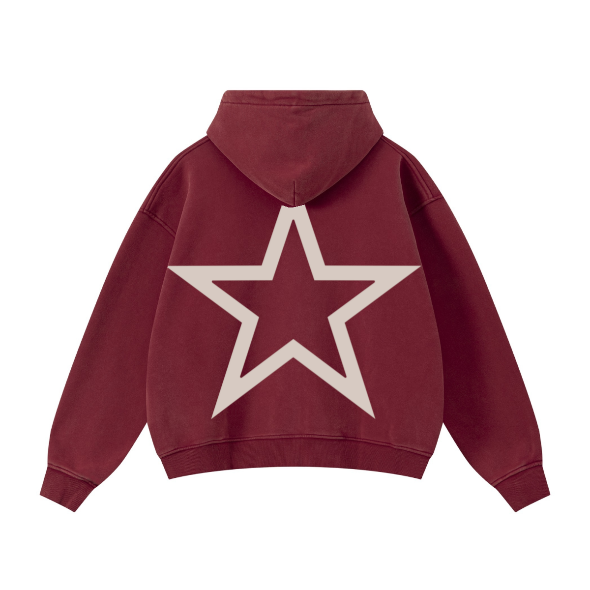 400GSM Unisex Vintage-Wash Boxy-Fit Zip-Up Hoodie Vintage Red