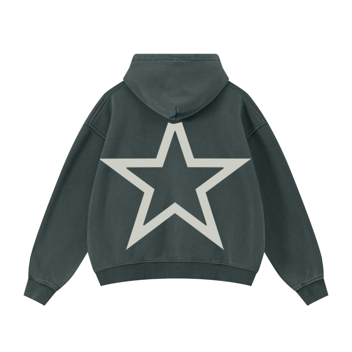 400GSM Unisex Vintage-Wash Boxy-Fit Zip-Up Hoodie Vintage Moss Green