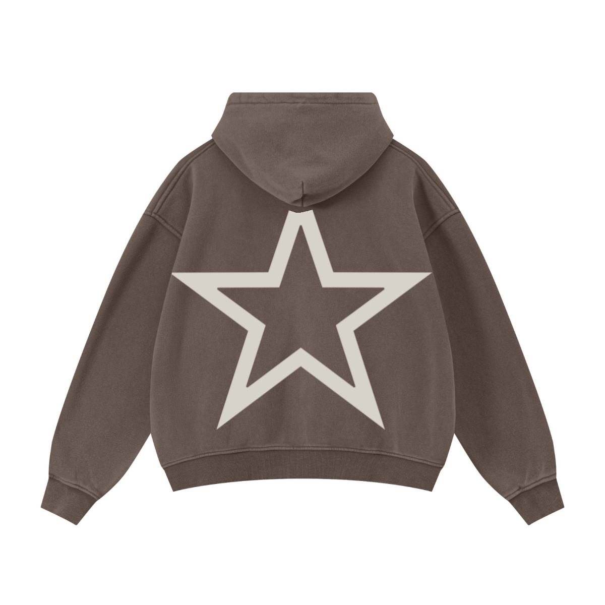 400GSM Unisex Vintage-Wash Boxy-Fit Zip-Up Hoodie Vintage Dark Brown