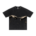 275GSM Men's Double-Yarn Raw-Edge Pigment-Wash T-Shirt Snow Wash